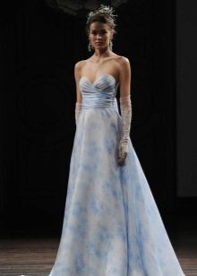 Blue wedding dress for the second marriage