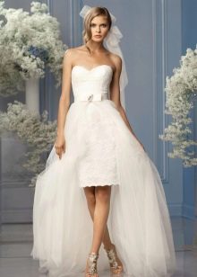 Sheath wedding dress with a patch skirt