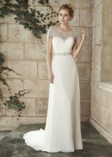Closed long wedding dress for the second marriage