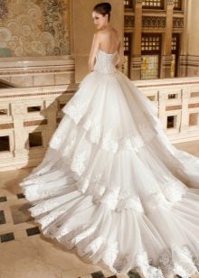 Beige wedding dress with a train