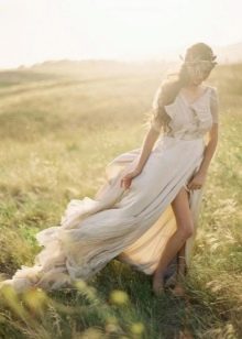 Boho Slit Lightweight Wedding Dress