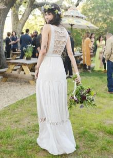 Bold lace boho wedding dress