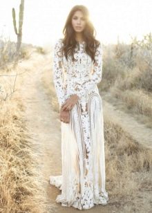 Bold lace boho wedding dress