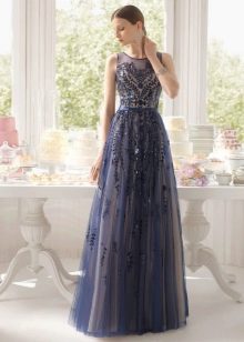 Blue evening dress with lace from Rosa Klara