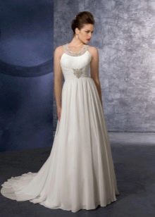Greek style wedding dress with decor on the bodice