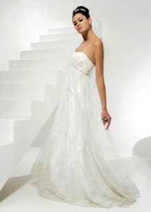 Wedding dress for pregnant women with decor on the bodice