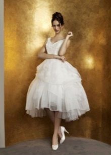 Short wedding dress with tiered puffy skirt