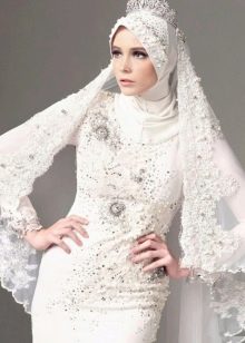 White designer wedding muslim dress