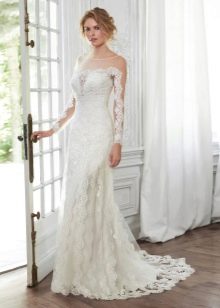 Robe de mariée droite en dentelle