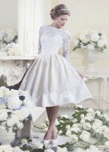 Robe de mariée midi à manches