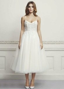 Robe de mariée midi à bretelles