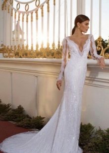 Robe de mariée sirène avec manches en dentelle