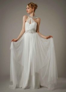 Greek Style Lace Applique Wedding Dress