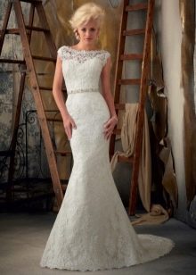 Mermaid fishnet wedding dress for mature brides