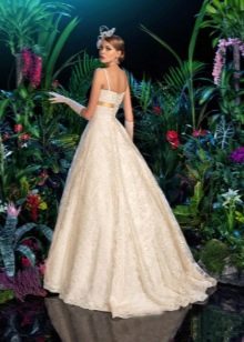 Puffy lace wedding dress with train