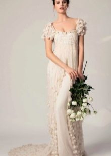 Empire wedding dress with puff sleeves