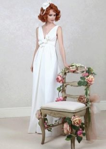 Straight V-Neck Wedding Dress