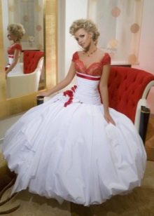 Wedding dress with red bodice