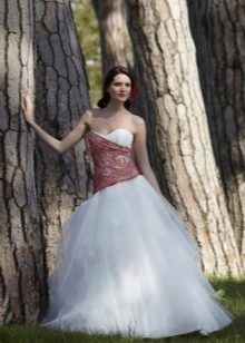 Wedding dress with red top