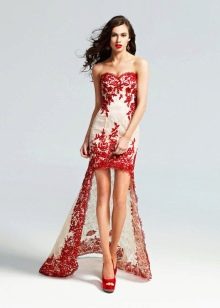 Short white and red dress with lace