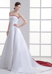 Wedding dress with a red insert
