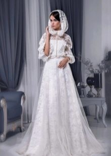 Wedding dress with cape