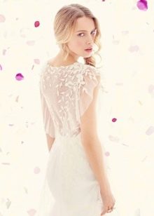 Wedding dress with a closed sheer top