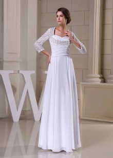 Empire wedding dress with three-quarter sleeves