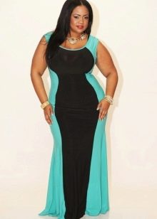 Black and blue evening dress for the full