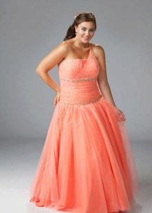 Evening dress for plump A-line with low waist