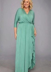 Evening dress with a wrap for plump mint