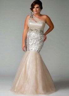 White mermaid evening dress for plump