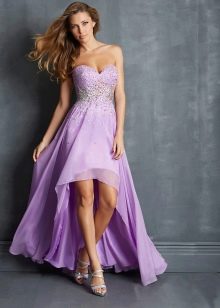 Lilac evening dress short in front, long in back