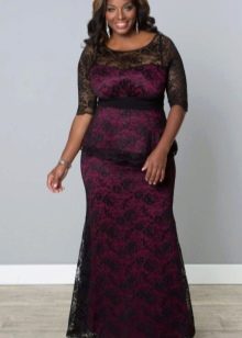 Evening dress with contrasting lace