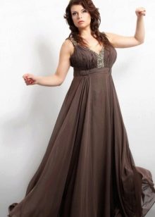 Brown evening dress for the plump