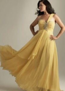 One shoulder evening dress for plump