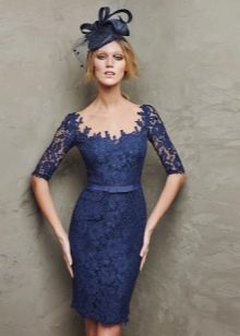 evening white short dress of lace
