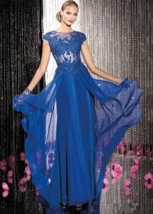 Blue guipure evening dress