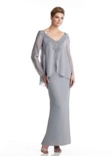 Robe de soirée mère du marié à manches longues