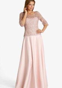 Evening dress for the mother of the groom with lace sleeves