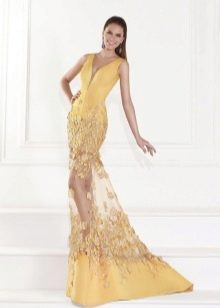 Summer Mermaid Evening Dress with Floral Applique