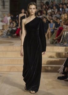 one shoulder thick evening dress