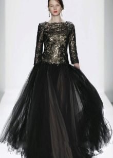 Evening dress with metallic effect in thick