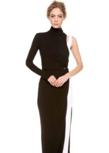 Evening black dress to the floor with one sleeve