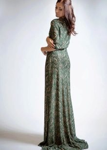 Evening green nude dress