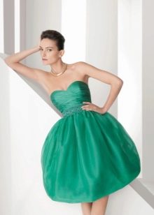 Short evening dress with openwork top