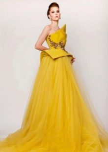 Lush evening dress yellow from chiffon