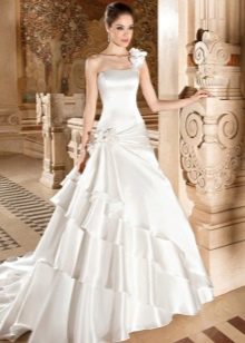 Satin wedding dress with train