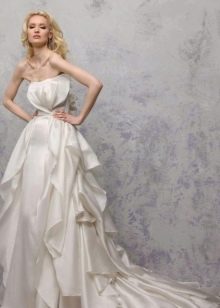 wedding satin dress with ruffles