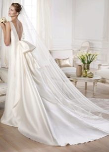 Satin wedding dress with train